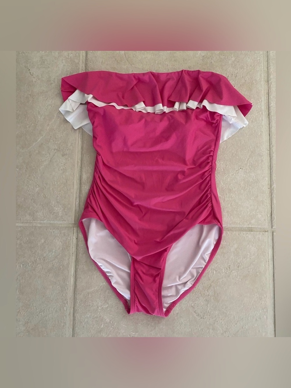 Tommy Hilfiger Ruffle Strapless One Piece Swimsuit - Size 10